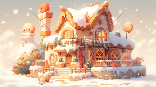 圣诞屋圣诞插画图片_迷你圣诞屋雪景微型景观8