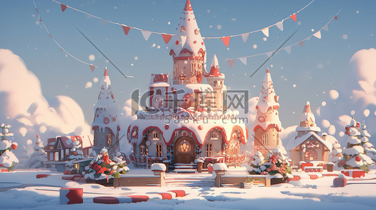 圣诞屋圣诞插画图片_迷你圣诞屋雪景微型景观7