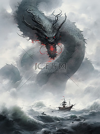 海上咆哮的龙王神龙中国神话10