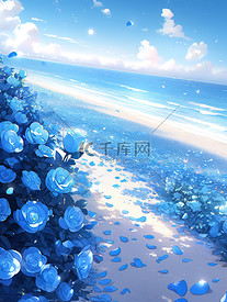 梦幻海边蓝色水晶玫瑰10