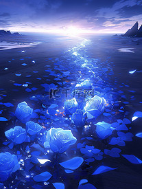 梦幻海边蓝色水晶玫瑰3