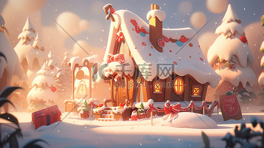 圣诞屋圣诞插画图片_迷你圣诞屋雪景微型景观1