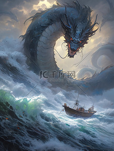 海上咆哮的龙王神龙中国神话7