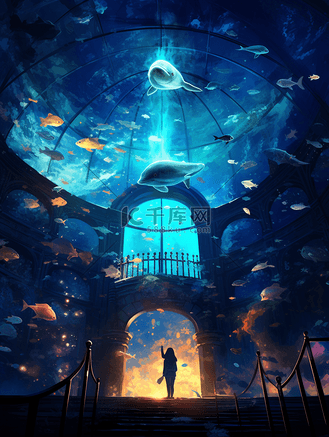 彩色唯美海底世界卡通风景插画6