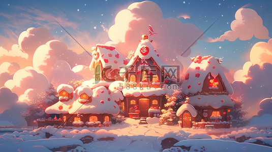 圣诞屋圣诞插画图片_迷你圣诞屋雪景微型景观17