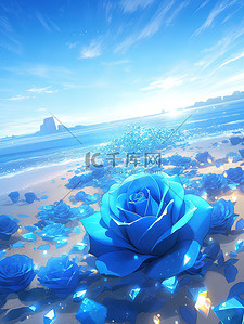 梦幻海边蓝色水晶玫瑰15