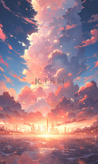 粉色天空企业vip免费下载插画唯美梦幻治愈粉色果冻色月亮星星女孩