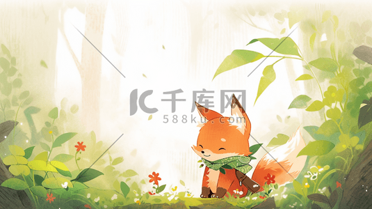 小狐狸卡通插画图片_儿童插画卡通可爱的小狐狸
