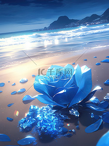 梦幻海边蓝色水晶玫瑰17
