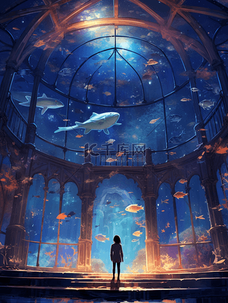 彩色唯美海底世界美景卡通插画8