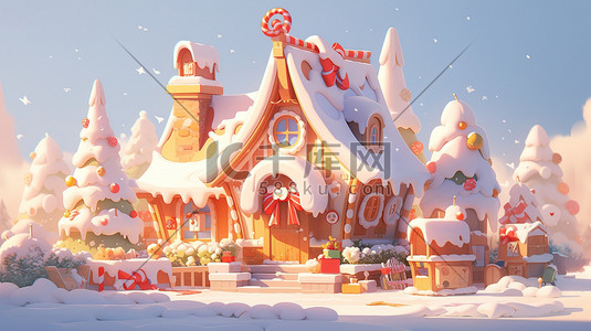 圣诞屋圣诞插画图片_迷你圣诞屋雪景微型景观10