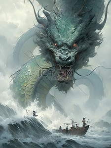 海上咆哮的龙王神龙中国神话15