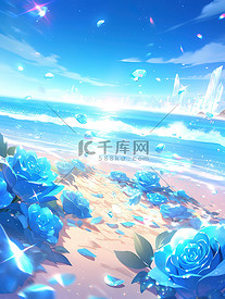梦幻海边蓝色水晶玫瑰6