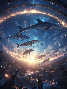 黑洞真相插画图片_梦幻唯美鲸鱼平行世界1