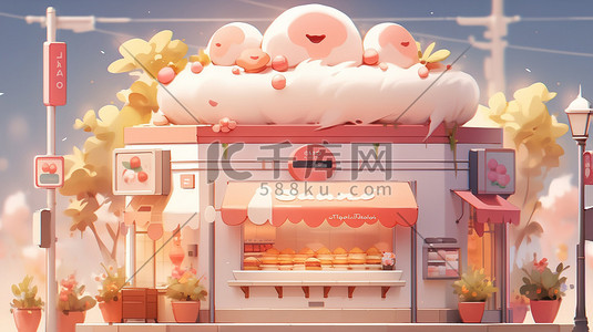 彩色的马插画图片_可爱的蛋糕甜品面包店3D1