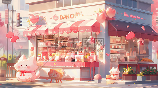 彩色的马插画图片_可爱的蛋糕甜品面包店3D14