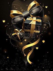 黑色首饰盒插画图片_黑色礼物浪漫的情人节4