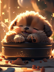 趴着的可爱动物插画图片_可爱的小狗趴着睡觉15