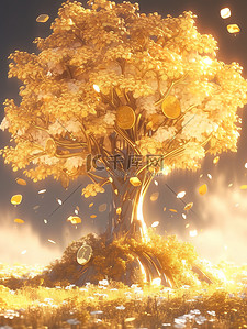 光的辉煌历程插画图片_挂满金币的树摇钱树10