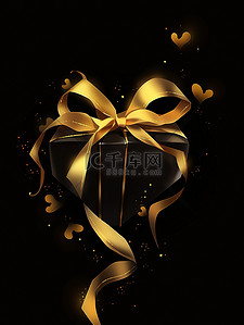 黑色首饰盒插画图片_黑色礼物浪漫的情人节7