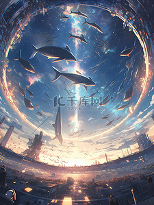 黑洞真相插画图片_梦幻唯美鲸鱼平行世界2