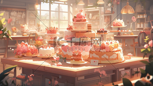 可爱的蛋糕甜品面包店3D18