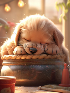 可爱的小狗插画图片_可爱的小狗趴着睡觉17