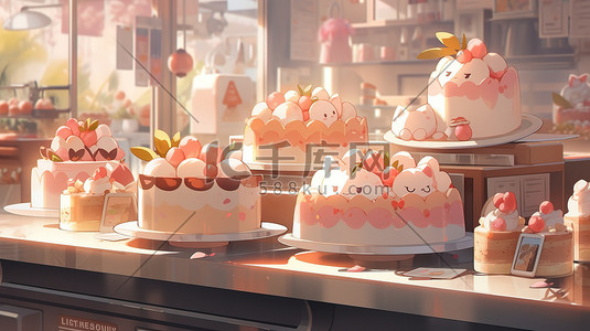 彩色的马插画图片_可爱的蛋糕甜品面包店3D5
