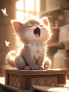 猫粮插画图片_一只快乐可的猫宠物猫14