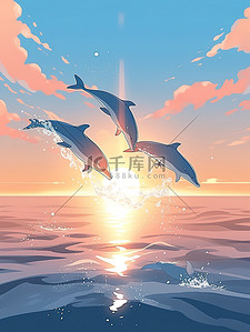日落时分海豚跳出水面17