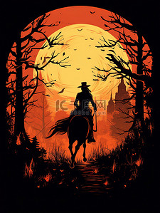 最后的骑士插画图片_万圣节黑骑士插画素材2