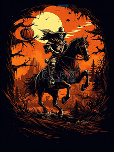 最后的骑士插画图片_万圣节黑骑士插画素材13