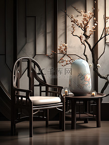 产品广告设计插画图片_家具设计中国传统风格插画9