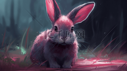 兔子简笔绘画数字艺术插画