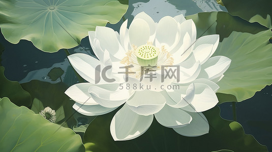 清廉logo插画图片_中国风荷花白色清廉