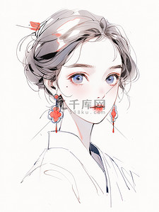 嘉宾头像插画图片_极简素描女生头像肖像6