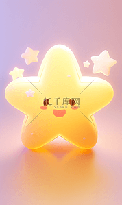 星星黄色插画图片_背景星星纯色3D立体星星黄色