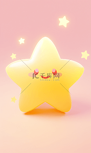 黄色发光背景插画图片_星星图标的背景黄色发光发亮粉色