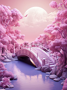 浪漫紫色粉色七夕节场景创意背景