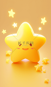 黄色发光背景插画图片_背景黄色发光星星背景素材可爱卡通