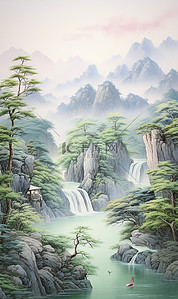 青山绿水精湛技艺国画