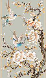 花鸟画珐琅工艺中国风