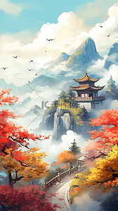 国风美丽的秋天风景