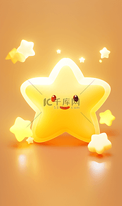 可爱星星背景插画图片_卡通可爱星星图标背景黄色发光星星背景素材