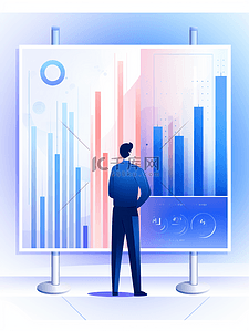 趋势数据插画图片_扁平化职场商务数据分析插画3