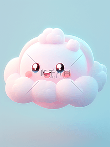 卡通3d云朵插画图片_手绘卡通可爱3D云层云朵云插画
