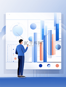 数据趋势图插画图片_扁平化职场商务数据分析插画16
