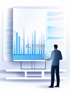 柱状分析插画图片_扁平化职场商务数据分析插画9