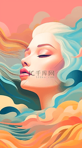 彩妆logo插画图片_美妆美女抽象人物插画