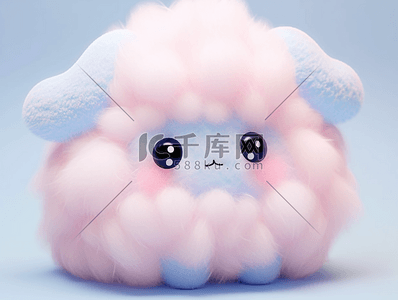 简约粉彩可爱3D毛绒绒的小绵羊